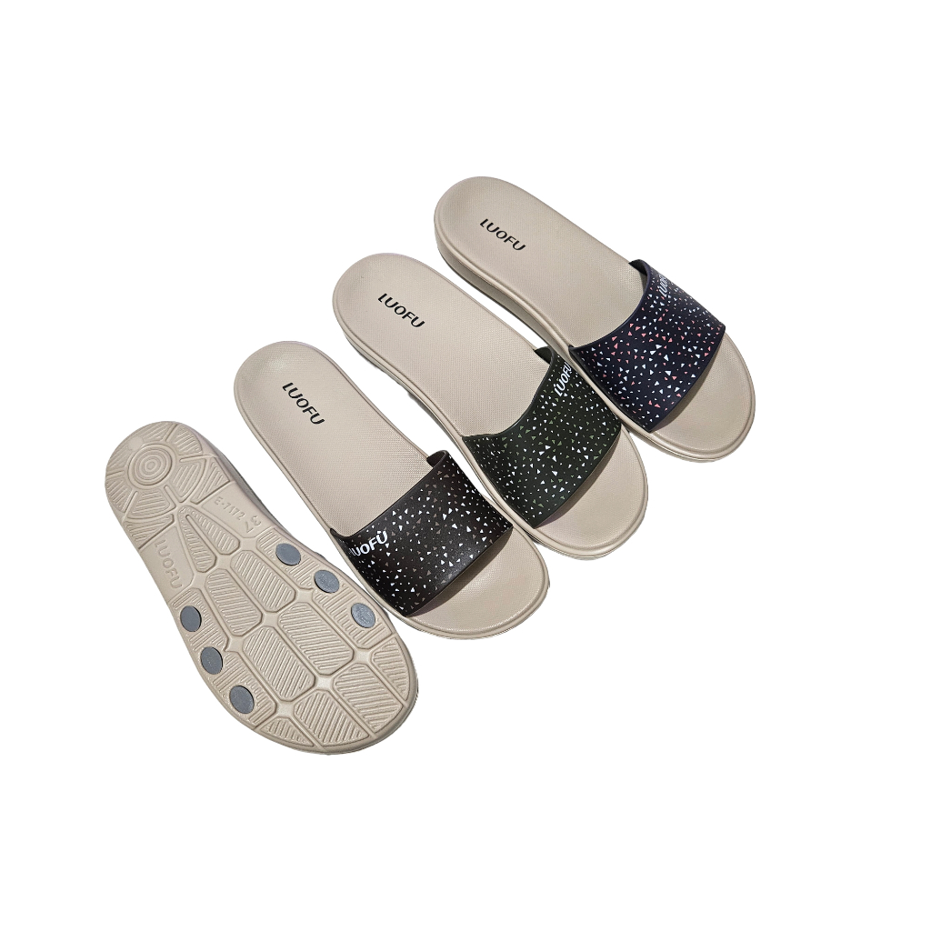LUOFU E7172SM-E140 Sandal Selop Karet Wanita Motif Segitiga Kecil