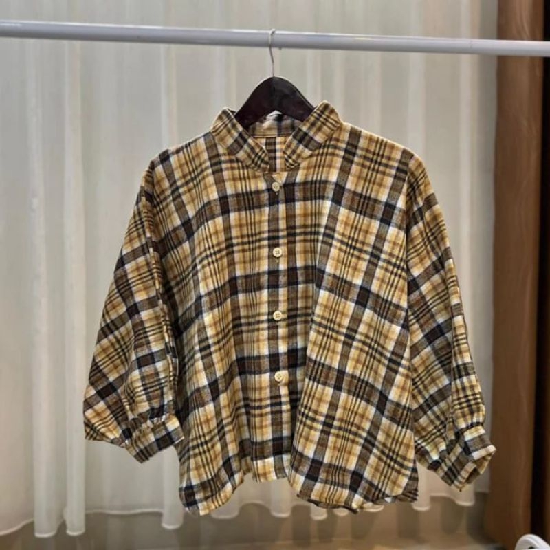 outer balon flanel kemeja wanita viral kemeja tamara