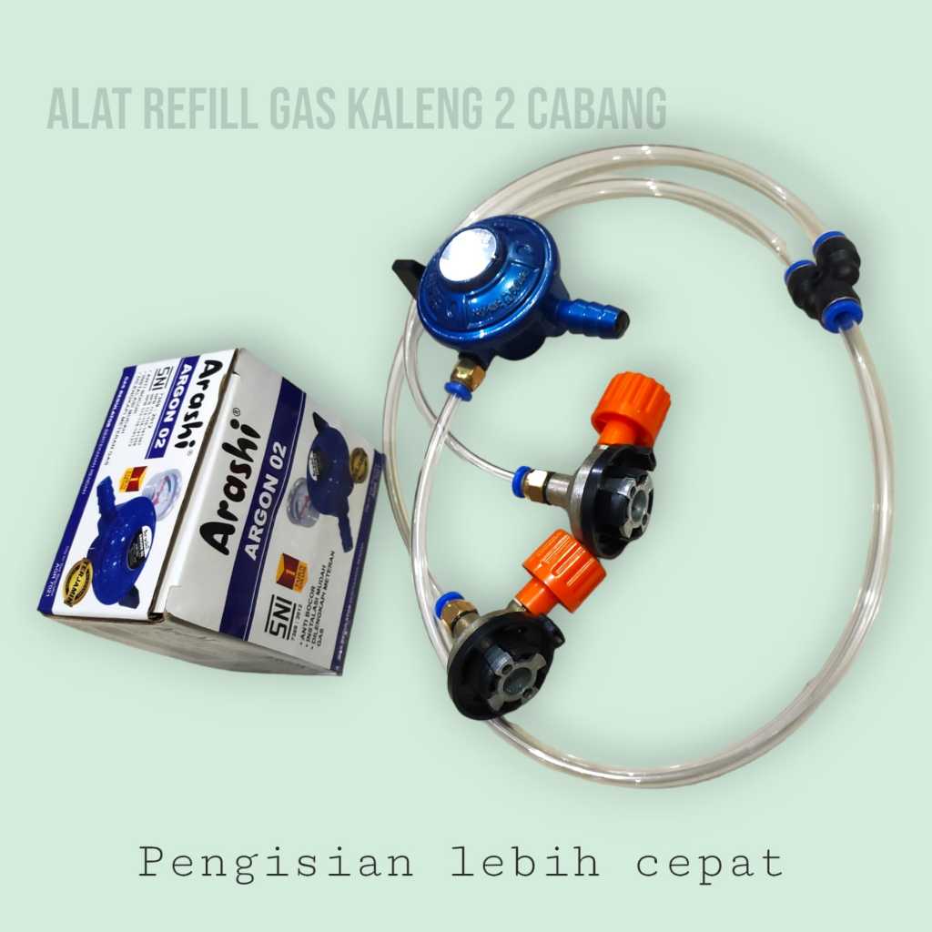 Alat refill gas 2 cabang adaptor kran selang 6 mm