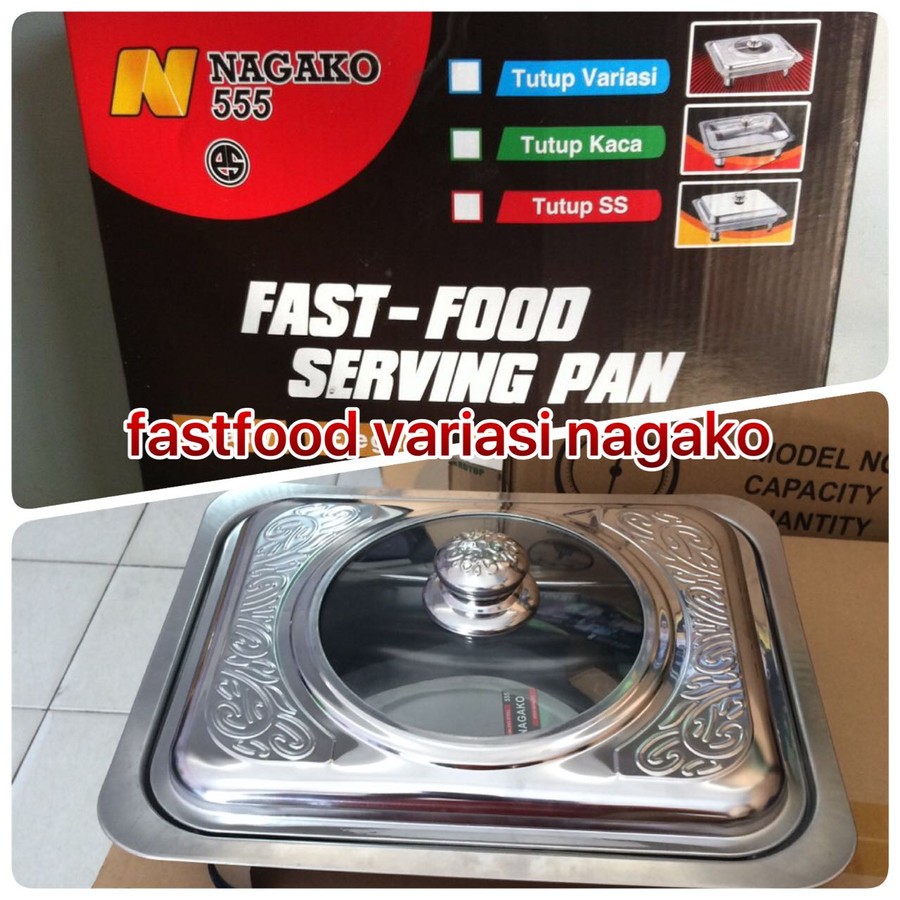 Prasmanan Set Wadah Saji-Stainless Steel Bentuk Persegi Panjang