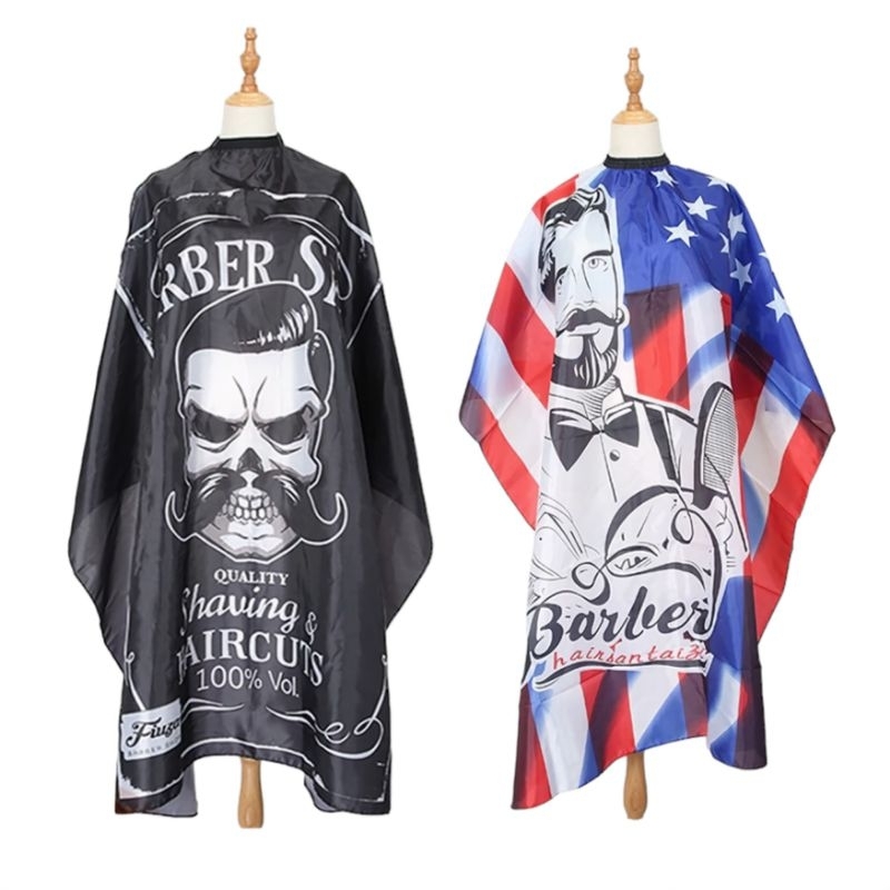 2 PCS MOTIF BARBER Kain Kip Potong Rambut Kep alas penutup Jubah Cape Cukur Rambut Apron Barbershop 