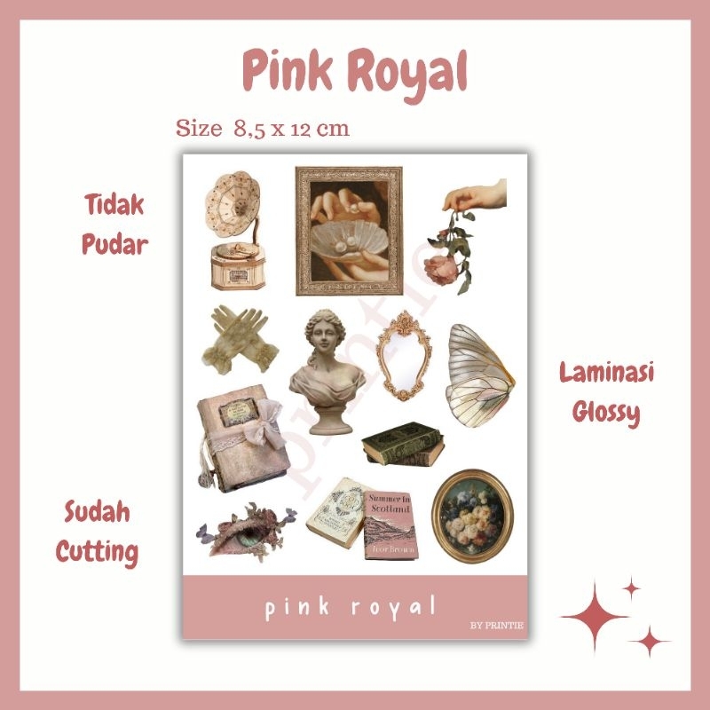

[1 lbr] Kisscut Pink Royal Sticker Sheet deco aesthetic