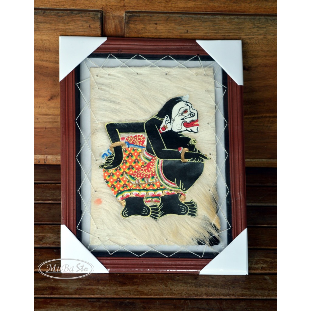 Lukisan Wayang Semar Kulit Kambing Asli Hiasan Dinding Kaligrafi 45x35cm
