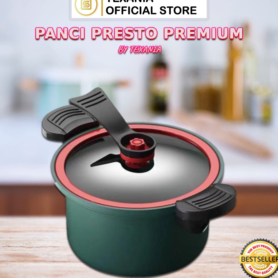 REr PRESTO IJO TEXANIA Panci Presto Teflon Pressure Cooker Pot Hijau Totipotent 35 Liter Melunakan D