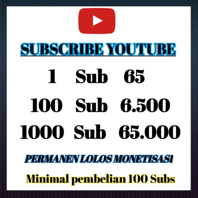JASA SUBSCRIBER AKTIF YOUTUBE PERMANEN NON DROP UNTUK MONETISASI