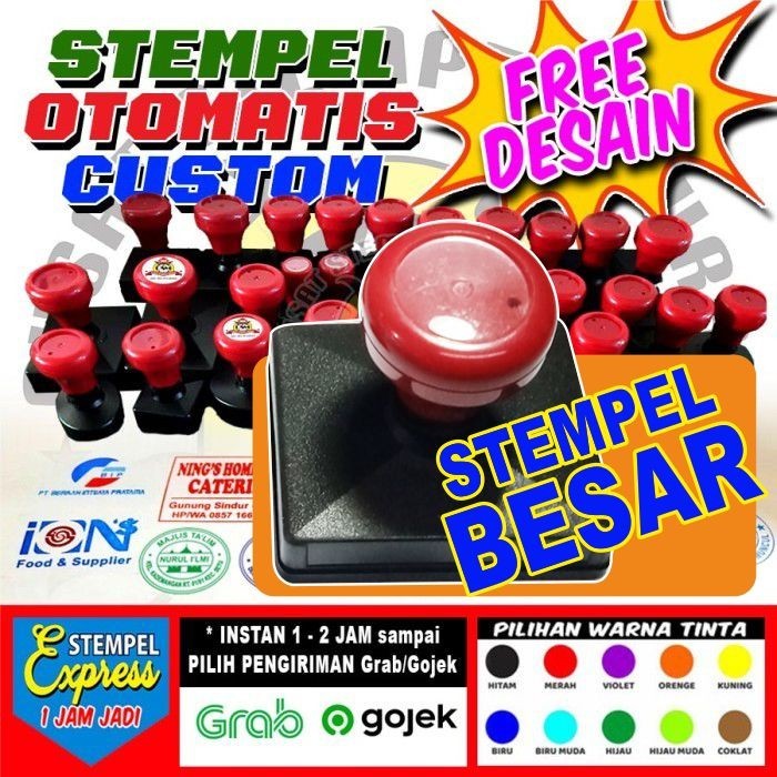 Stempel Otomatis BESAR, stempel warna, stempel flash, stempel matic
