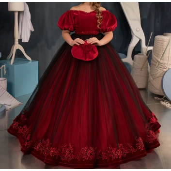 Flower girl dress, Tulle flower girl dress, Lace flower girl dress, Red flower girl dress, First com