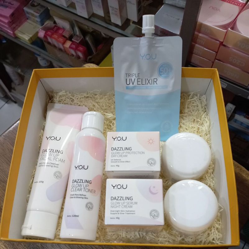 Paket Skincare YOU Dazzling Glow up series cream 40g free gift