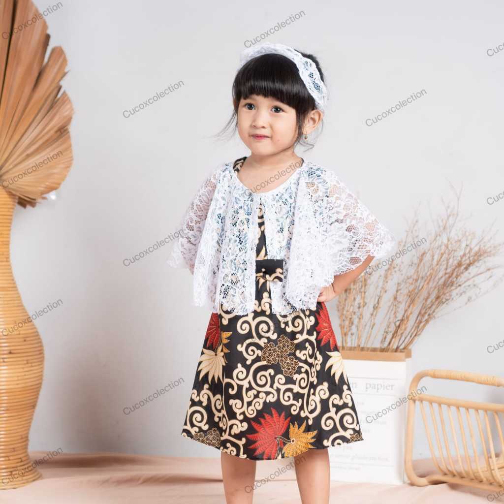 Baju Anak Perempuan Dress Anak Polos Batik 1-7 Tahun FREE BANDO Dress Cantik Anak Gaun Pesta Kondang