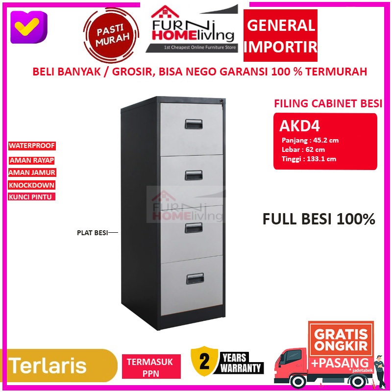 (jne cargo) Filing Cabinet Besi 4 Laci AKD4 Lemari Filing 4 Susun