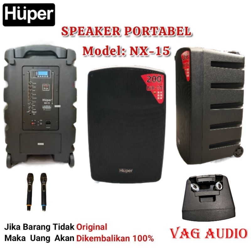 SPEAKER PORTABLE HUPER NX-15, SPEAKER PORTABLE 15 INCH, ORIGINAL HUPER NX 15