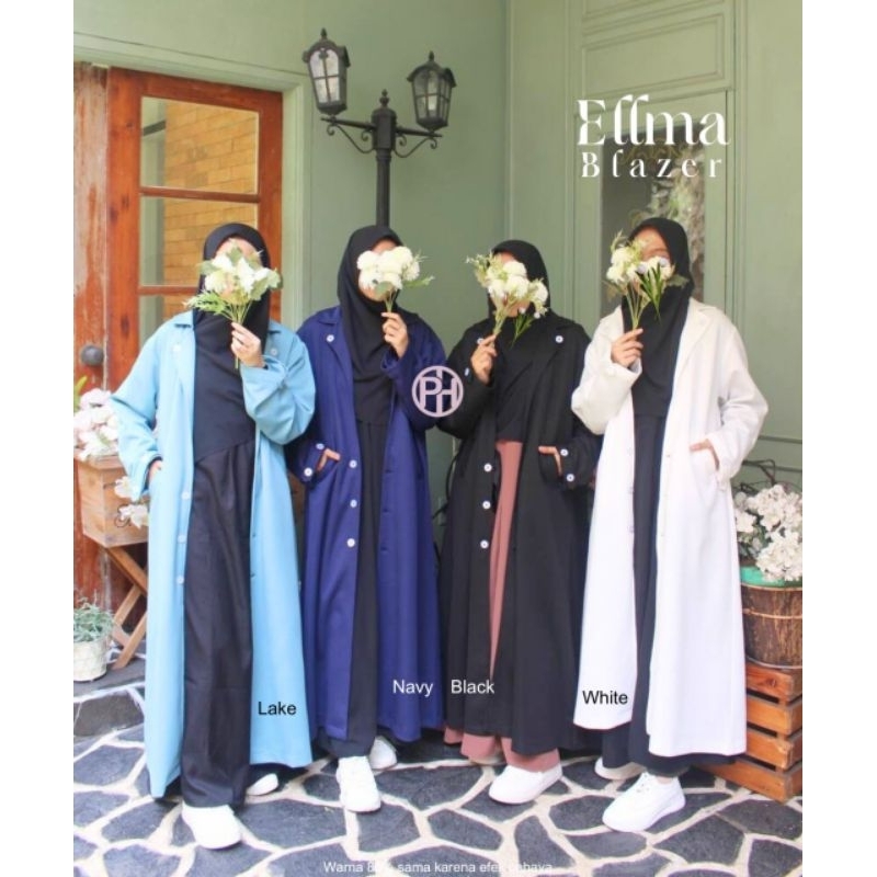 ELLMA LONG BLAZER BY PELANGI HIJAB TERBARU CARDIGAN MUSLIMAH MANGO KNIT PREMIUM LONG OUTER KERAH BLO