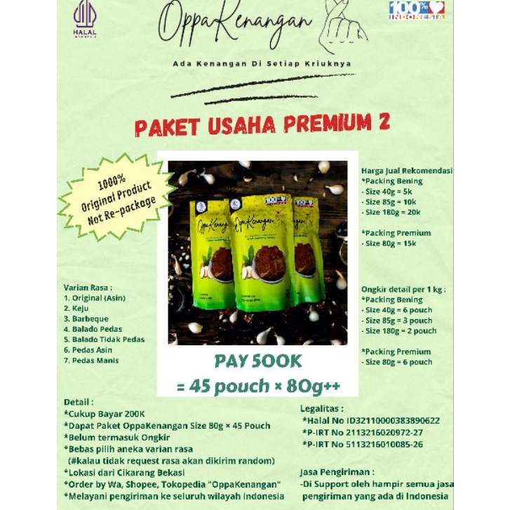 

⭐️OppaKenangan⭐ [ PAKET USAHA PREMIUM 2 ] OPAK SINGKONG BUMBU ANEKA RASA