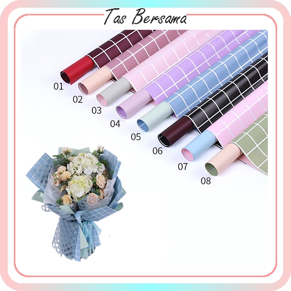 

Kertas Bunga Buket Motif Kotak Flower Wrapping Paper Cellophane Kertas Florist Buket KB6084