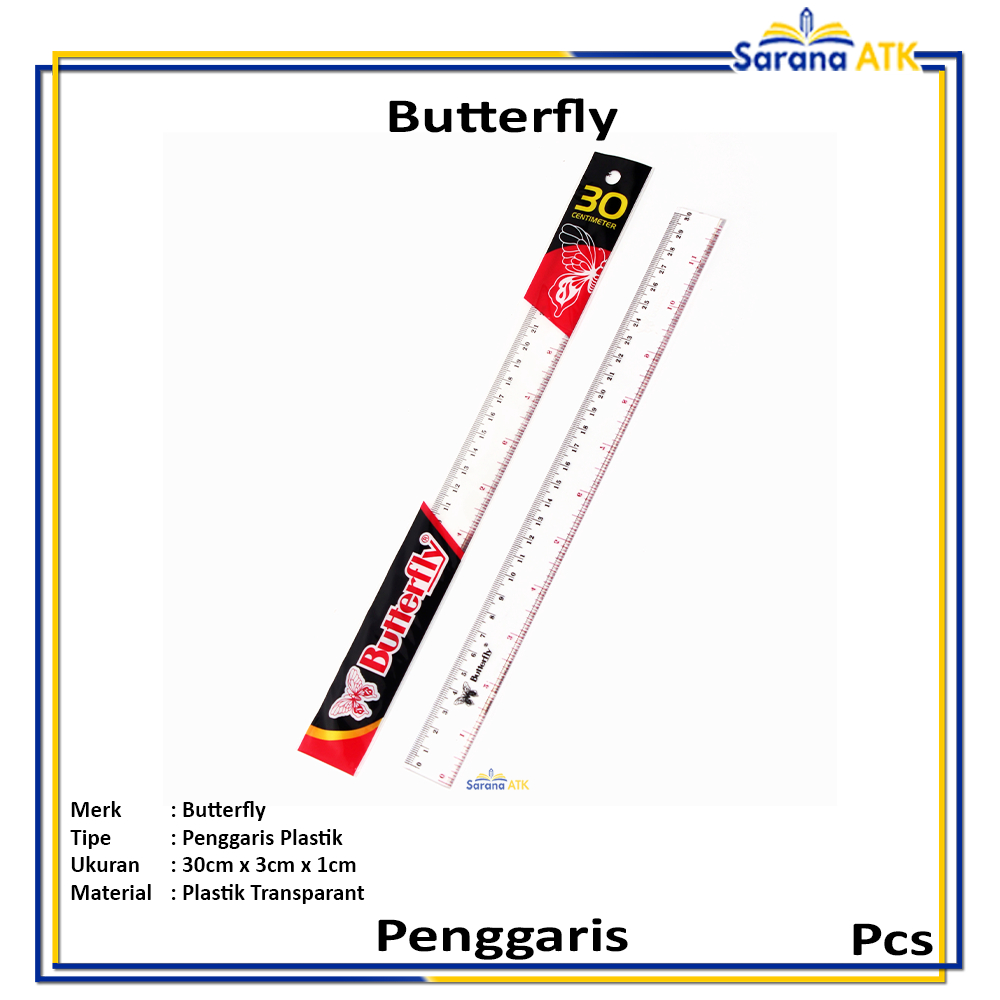 

Butterfly - Penggaris Ukuran 30cm Material Plastik - Pcs