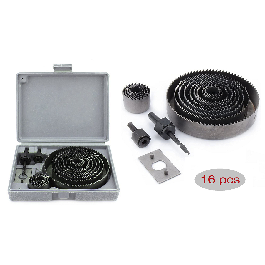 Holesaw Hole Saw Kit Set 16pcs Mata Bor Kayu 19mm - 127mm - Mata Bor Hydroponik - Mata Bor Pembolon