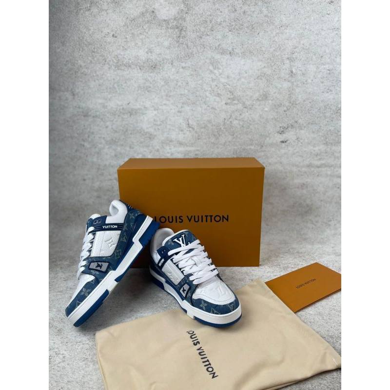 LV TRAINER MONOGRAM WHITE BLUE