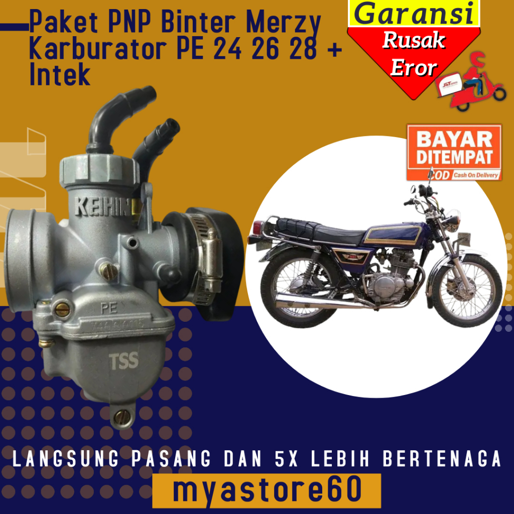Paket PNP Kawasaki Binter Merzy Langsung Pasang!!! Karburator Karbu KEIHIN PE 24 PE 26 PE 28 Carbura