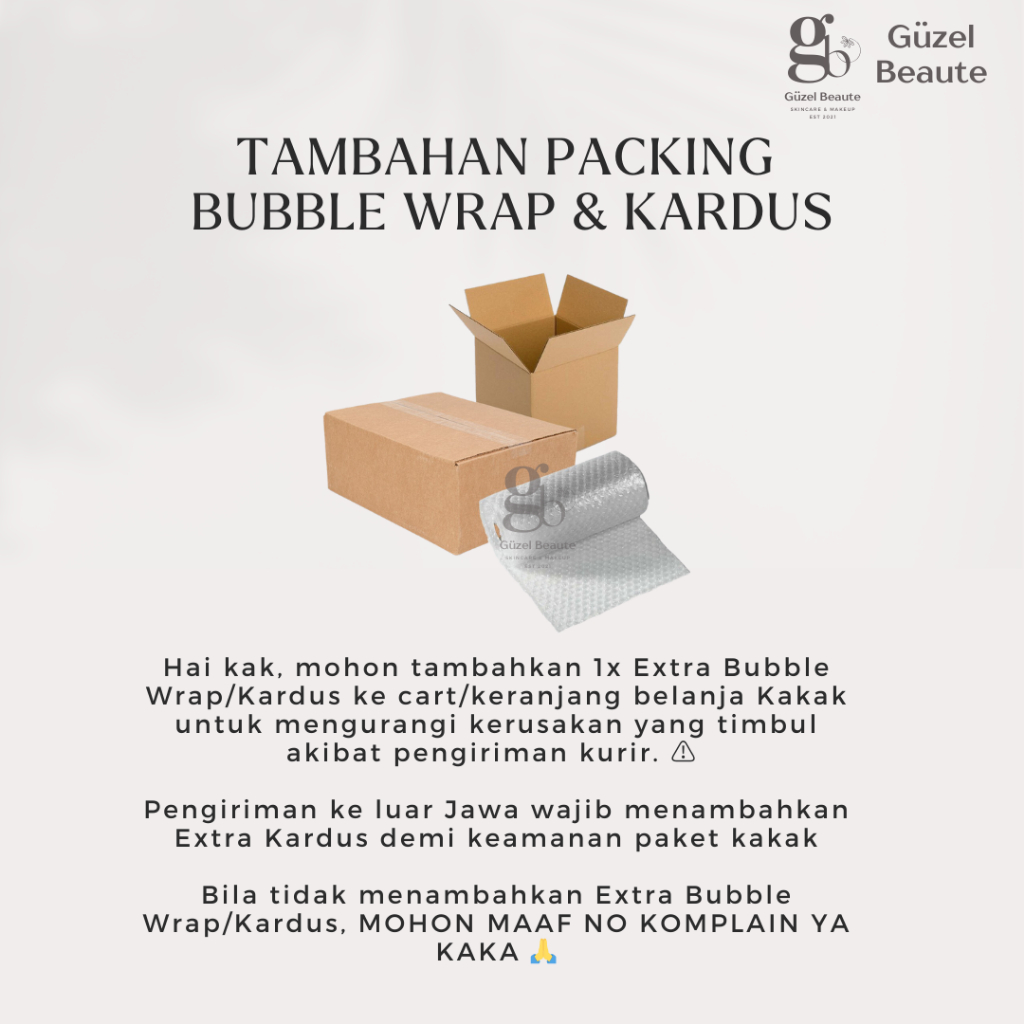 

✨ Guzel ✨ Tambahan Packing Bubble Wrap dan Kardus