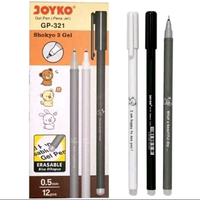 

Pulpen Gel Joyko 321-333-334 Erasable 0,5mm (isi 12 pcs)