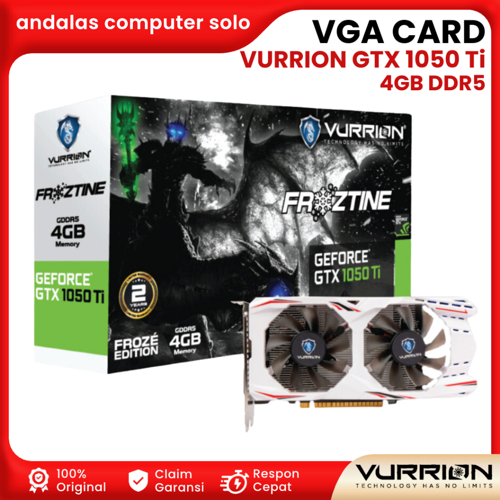 VGA CARD Graphic Card VURRION GeForce GTX 1050 Ti 4GB DDR5 FROZTINE EDITION WHITE