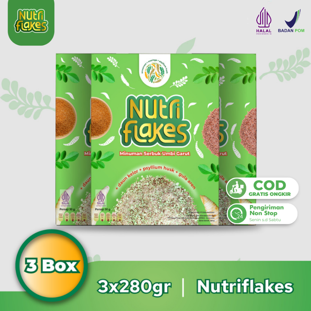 

Nutriflakes Original Sereal Umbi Garut Solusi Asam Lambung Paket 3 Box