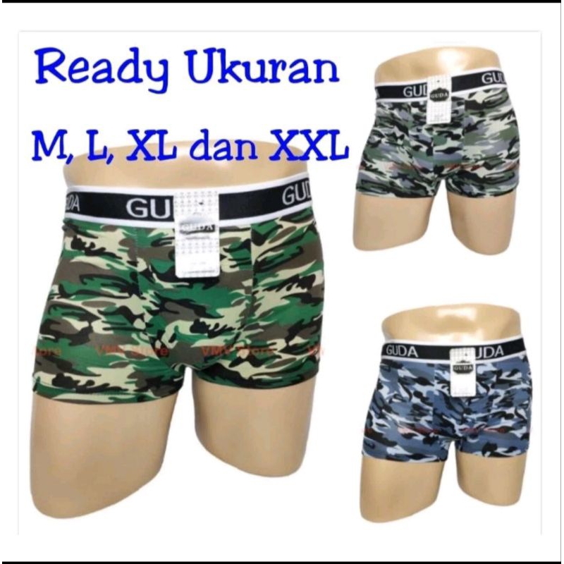 PROMO 3 PCS CELANA DALAM BOXER PRIA GUDA GUDA ARMY
