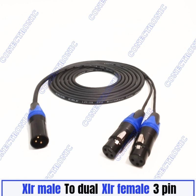 Xlr male to 2 xlr female kabel audio cabang