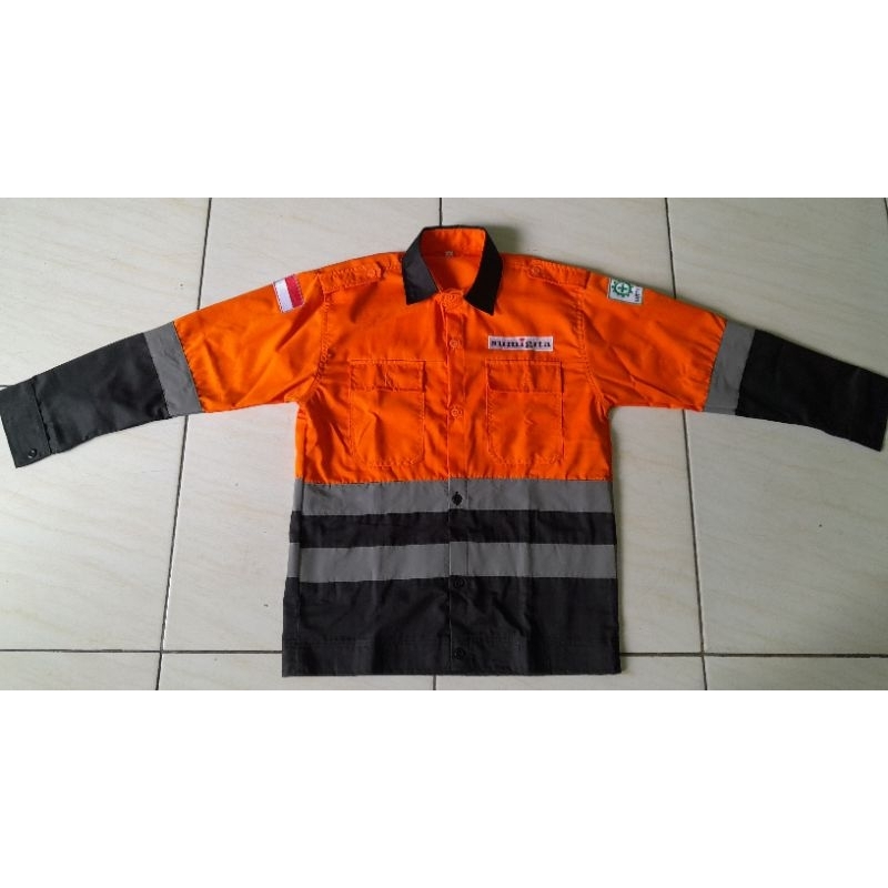 Baju kerja seragam safety/baju pria murah/kemeja kerja proyek bordir alat berat/kemeja pria kerja