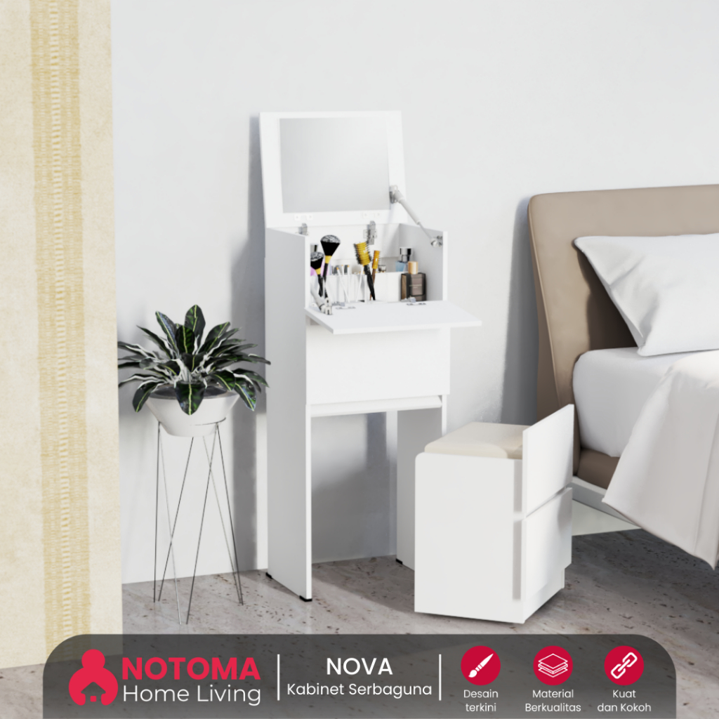 Meja rias minimalis Rak serbaguna penyimpanan skincare makeup set kursi