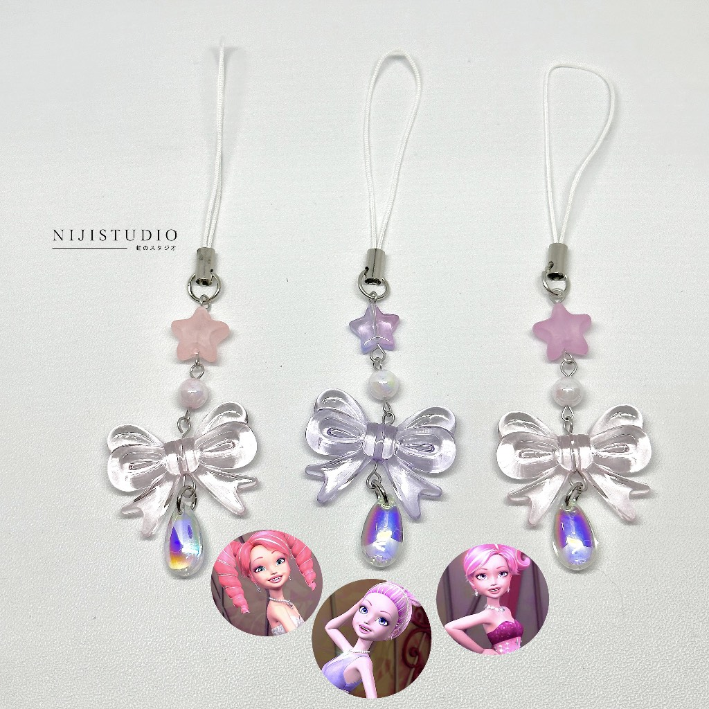 gantungan hp barbie a fashion fairytale shine shimmer glimmer themed coquette y2k beads phone charms