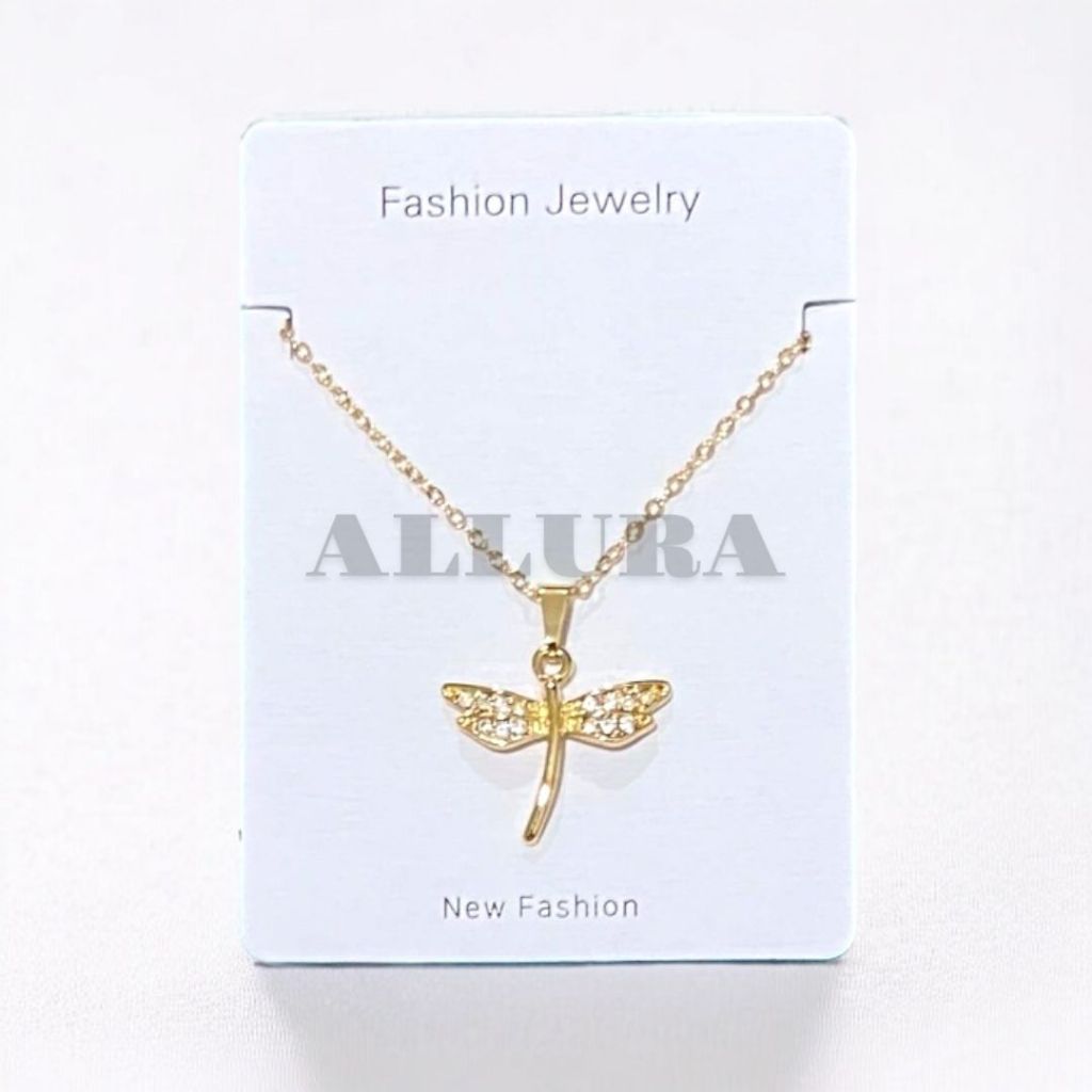 Kalung Wanita #1-7 - Gold Kalung Rantai Titanium Dragonfly [Motif Capung] Simple Elegant Korean Styl