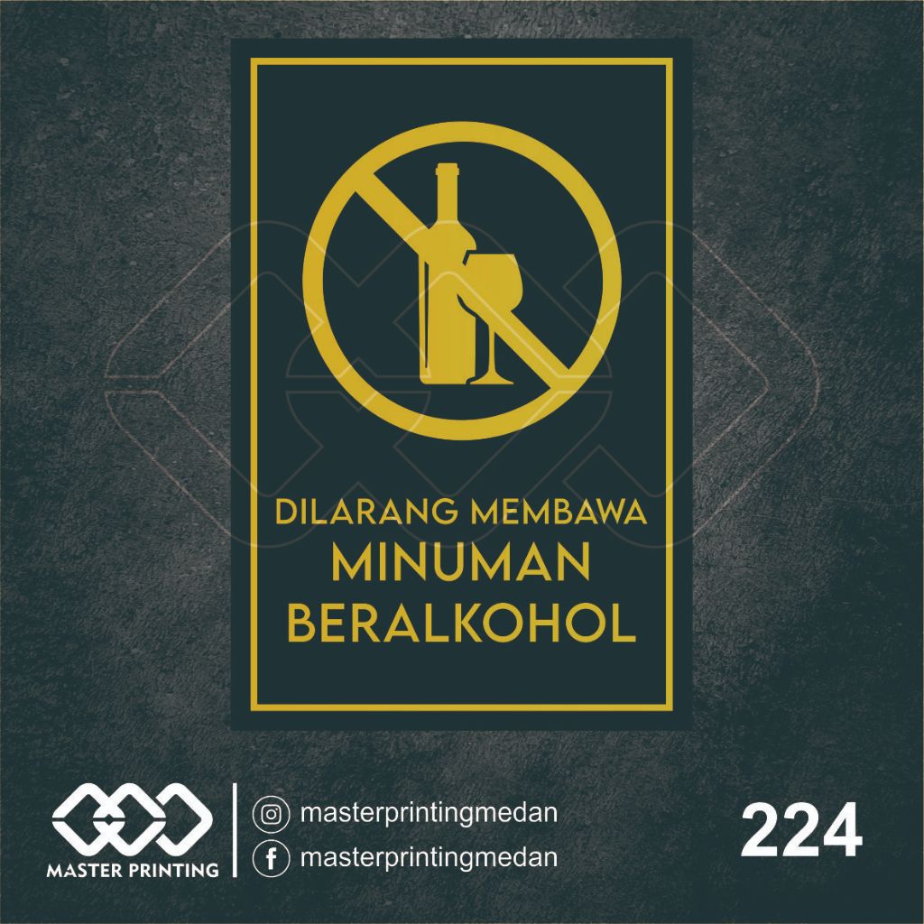 

224 - Stiker Dilarang Membawa Minuman Beralkohol, Sticker Vinyl, Premium, Tahan Air, dan Bisa Custom