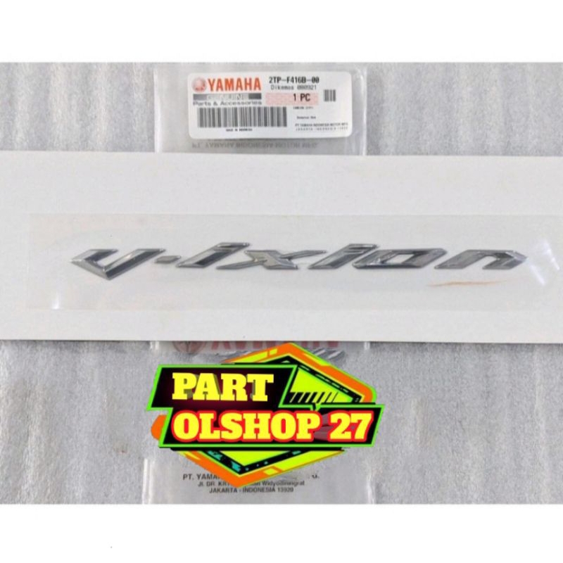 STICKER EMBLEM VIXION V-IXION VIXION TIMBUL SILVER ASLI ORIGINAL YAMAHA 2TP-F416B-00