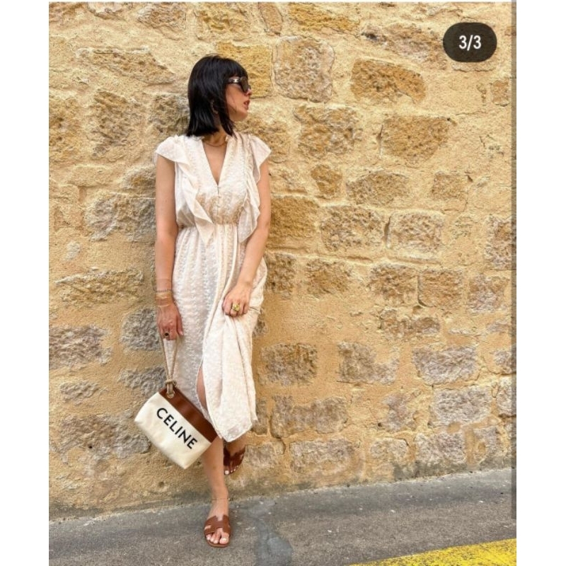 Zara embroidered swiss dotted mesh ruffles bohemian midi dress