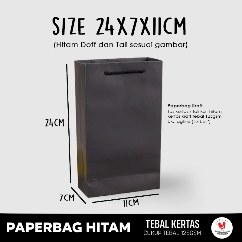 

Paper Bag Kado Hitam Uk. 24x7x11 cm / Paper Bag Mini Polos Warna Hitam Doff / Paper Bag Ulang Tahun Anak Polos / Paperbag Bridesmaid Wedding Souvenir Pernikahan Murah