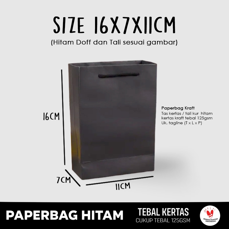 

Paper Bag Polos Hitam (Talikur) Paperbag Hitam Uk. 16x7x11 cm / Paper Bag Mini Gift Souvenir Wedding Packing / Paperbag Kado Packaging Online Shop Aksesoris