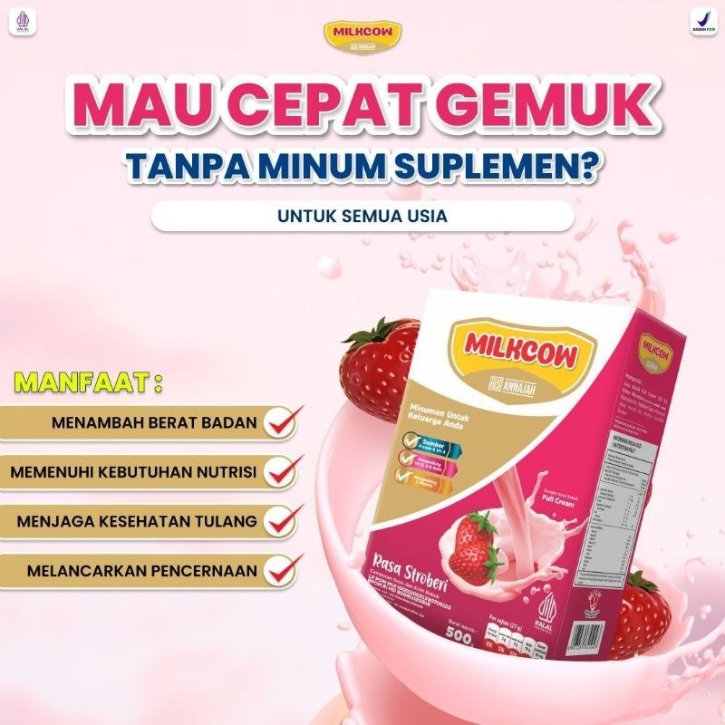 

Milkcow stroberi 500gr susu gemuk badan