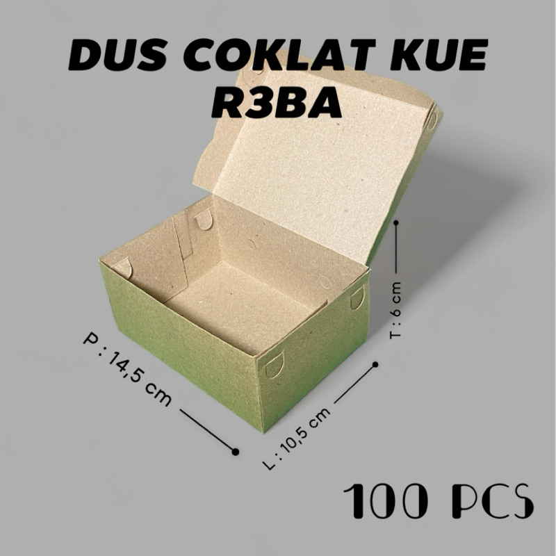 

100 pcs Dus Kue 14x10x6,5/Kotak Kue 14,5 x10,5 x 6/ R3 MINI KRAFT 250 AK Kertas