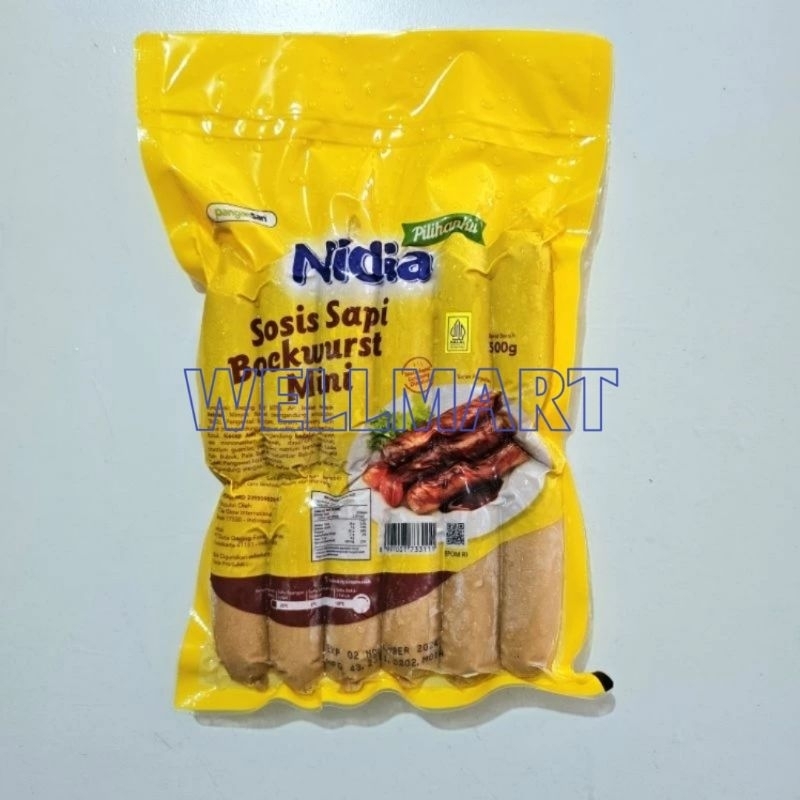 

Nidia Sosis Sapi Bockwurst Mini Isi 12 500gr Halal Beef Sausage