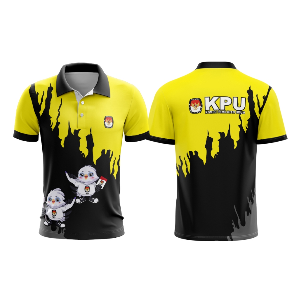 Baju Kaos Polo Kemeja Pria Dewasa PPS KPU PEMILU 2024 Terbaru Lengan Pendek Panjang Fullprint Sublim