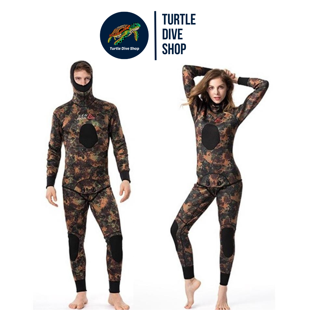 Wetsuit SENHON 3MM Neoprene Two-piece Camouflage / Spearfishing Suit / Wetsuits Diving / Baju Selam