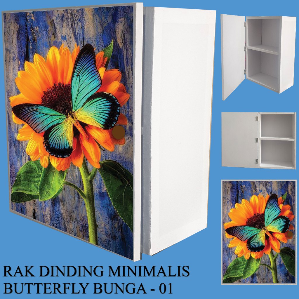 RAK DINDING MURAH MINIMALIS MOTIF BUTTERFLY BUNGA /  LEMARI DINDING MINIMALIS / RAK DINDING SERBAGUN