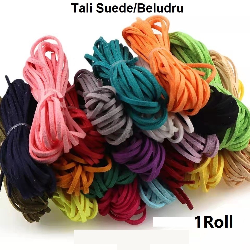 Tali Kulit Suede Imitasi Flat / Tali Beludru / Uk.3mm Handmade Gaya Korea Diy Harga/Roll