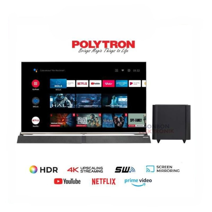 LED TV Polytron 50 Inch PLD 50BUG9959 Smart Android 11 Cinemax Soundbar