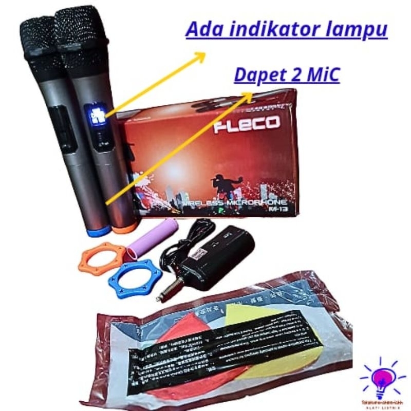 COD MIC MICROPHONE WIRELESS DOUBLE FLECO M-13 LED / MIC KARAOKE FLECO M-13 / MIC TANPA KABEL FLECO