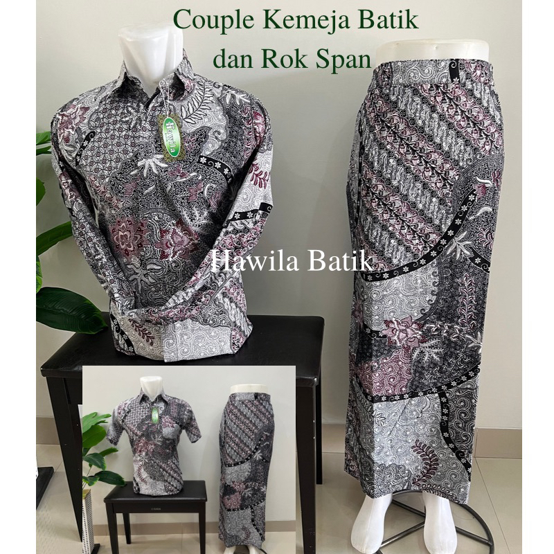 Couple Kemeja Batik Pria dan Rok Span