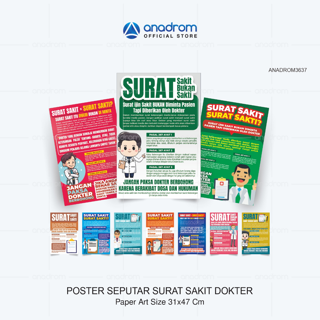 Poster Seputar Surat Sakit Bukan Surat Sakti | Poster Seputar Surat Izin Sakit | Poster Promosi Eduk