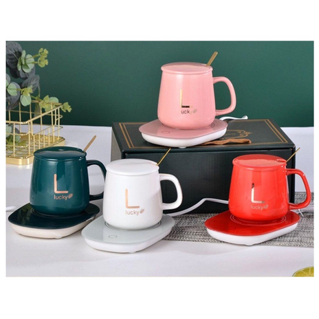 GELAS SET KERAMIK PEMANAS / CANGKIR SET DENGAN ALAT PEMANAS / MUG CANGKIR ELEKTRIK GELAS PEMANAS TEH