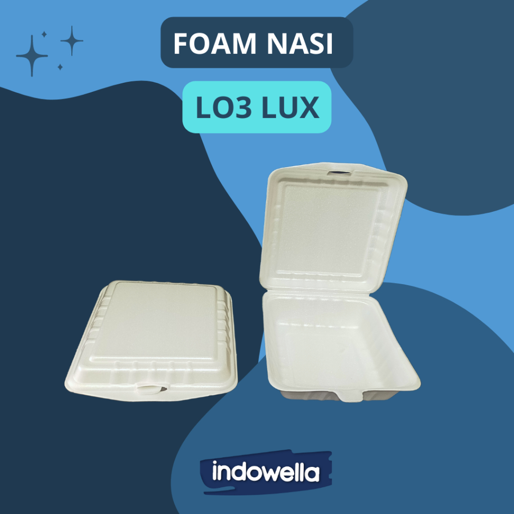 Sterofom kotak makan nasi sekat / Box gabus sekat 3 / Foam sekat 3 LO3 LUX 100Pcs